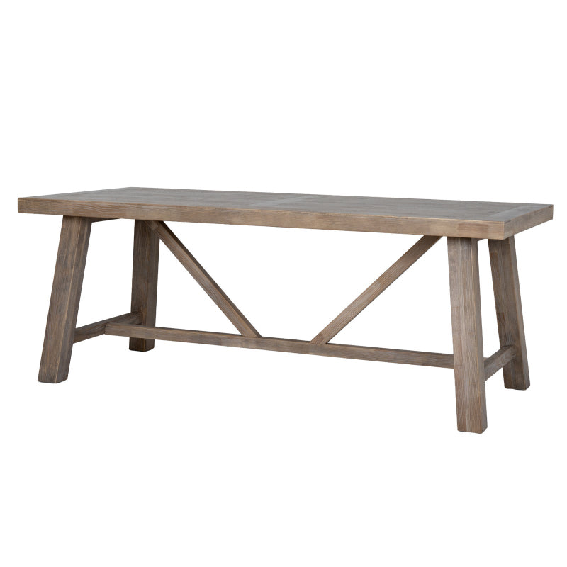 Wooden table with a rustic design on a white background