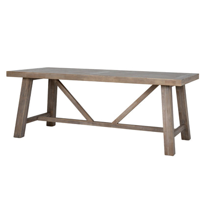 Wooden table with a rustic design on a white background