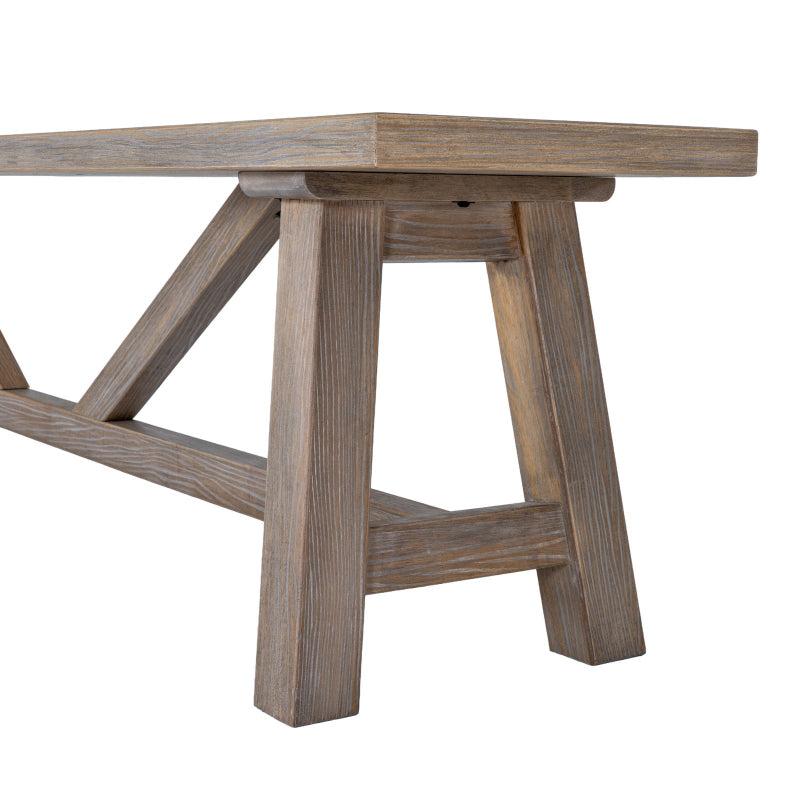 Wooden table with a rustic design on a white background