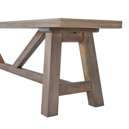 Wooden table with a rustic design on a white background