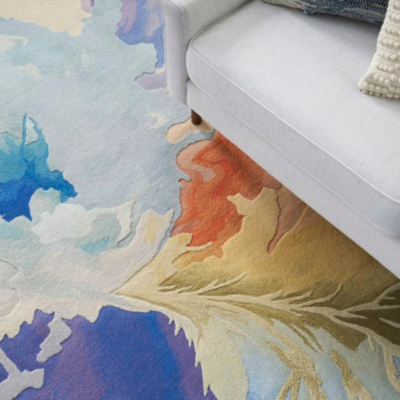 Nourison Prismatic Painterly Blue Rug - Multicolour