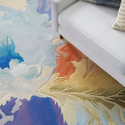 Nourison Prismatic Painterly Blue Rug - Multicolour