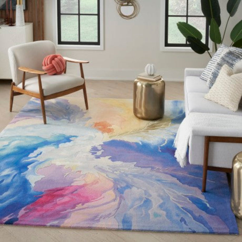 Nourison Prismatic Painterly Blue Rug - Multicolour