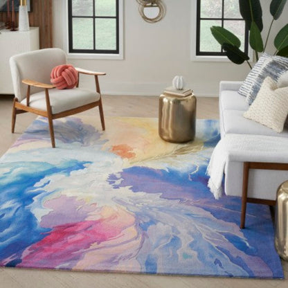Nourison Prismatic Painterly Blue Rug - Multicolour