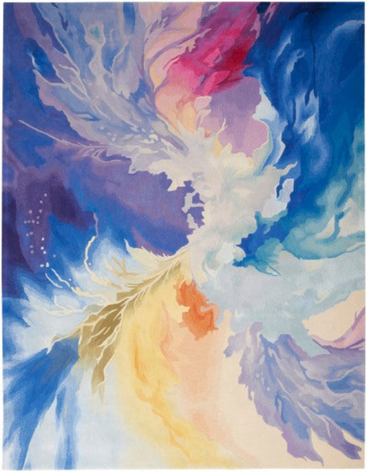 Nourison Prismatic Painterly Blue Rug - Multicolour