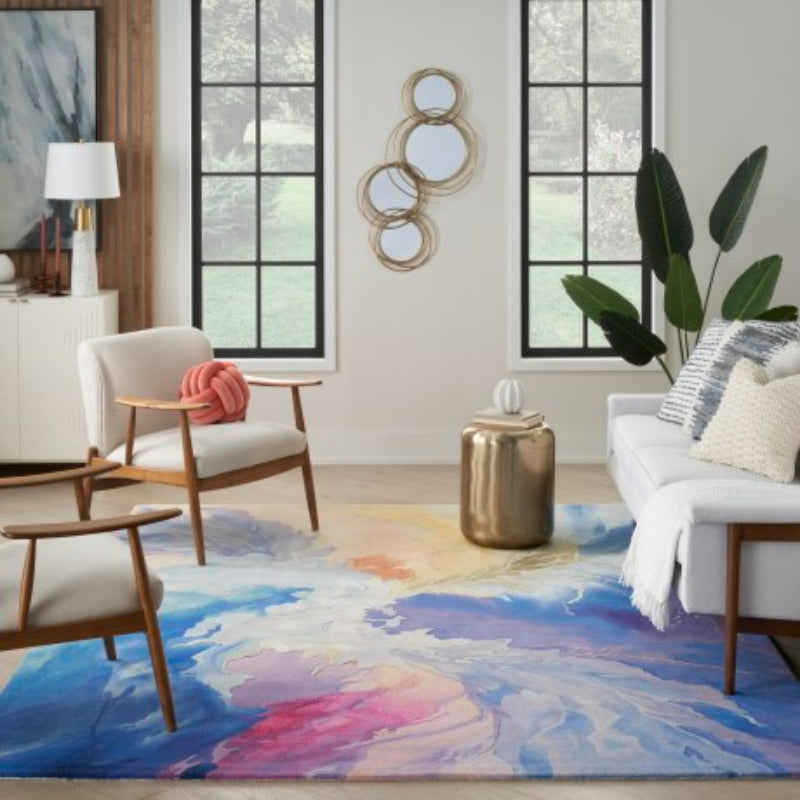 Nourison Prismatic Painterly Blue Rug - Multicolour