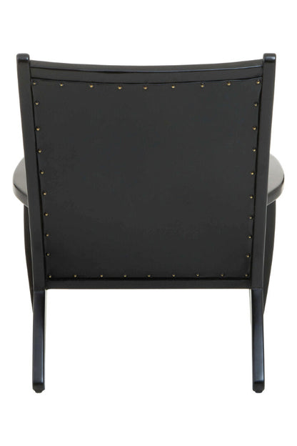 Black chair with studded details on a white background