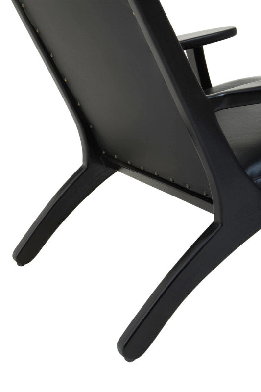 Black chair with a minimalist design on a white background