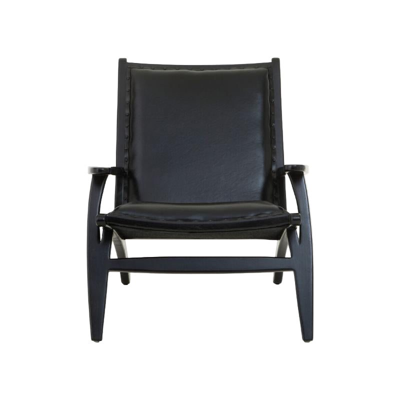 Black leather armchair on a white background
