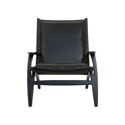 Black leather armchair on a white background