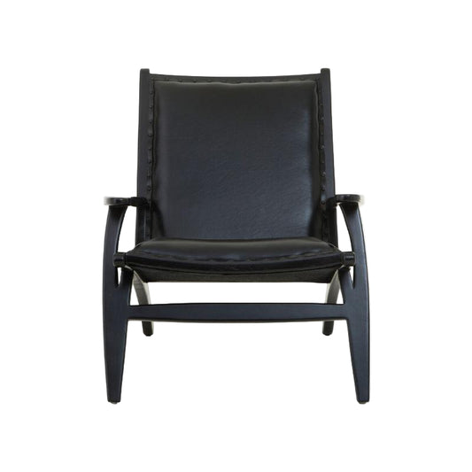 Black leather armchair on a white background