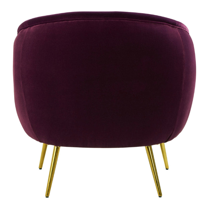 Purple chair with gold legs on a white background