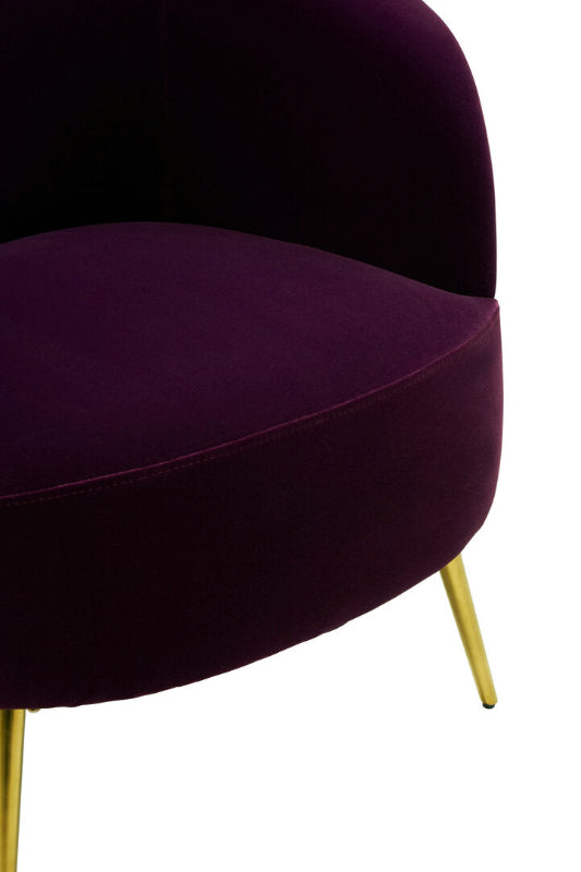 Purple chair with gold legs on a white background