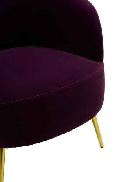 Purple chair with gold legs on a white background