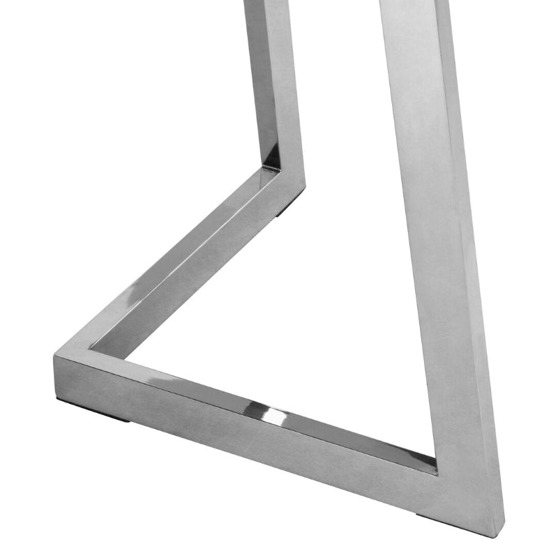 Close-up of a metallic square frame on a white background