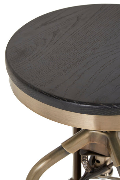 Ardela & Co Galor Ash Wood Seat Metallic Stool