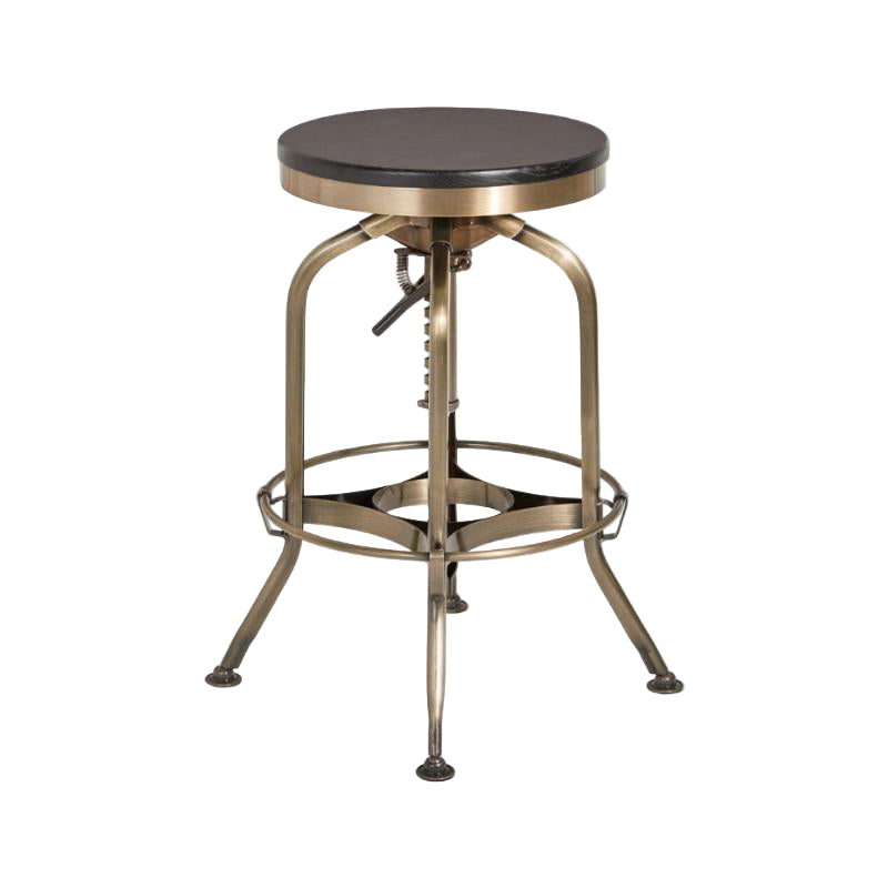 Vintage-style bar stool with adjustable height on a white background