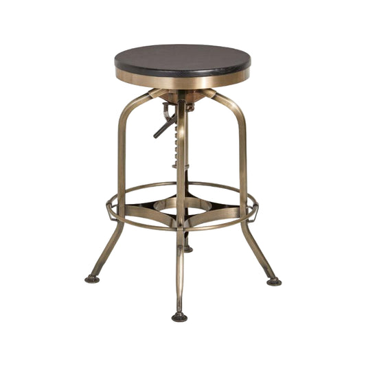 Vintage-style bar stool with adjustable height on a white background