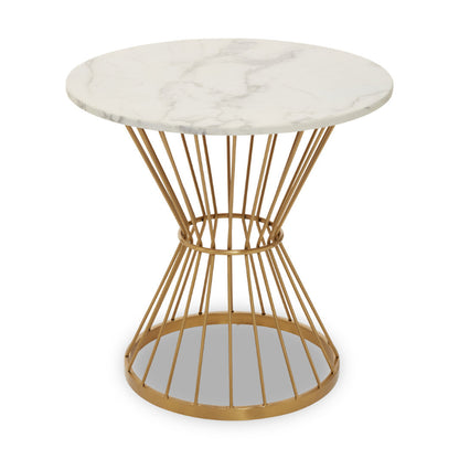 Ardela & Co Arzio Hourglass Dining Table with White Marble and Gold Base