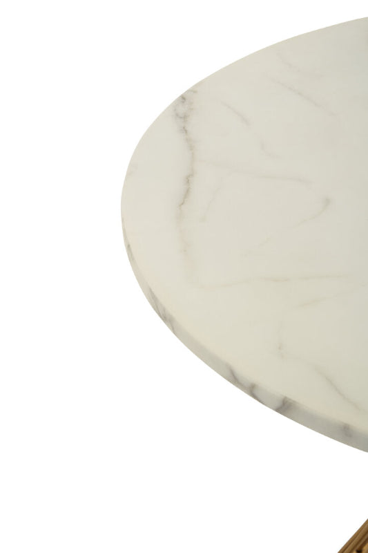 Ardela & Co Arzio Hourglass Dining Table with White Marble and Gold Base