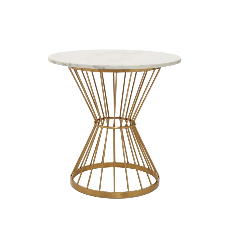 Ardela & Co Arzio Hourglass Dining Table with White Marble and Gold Base
