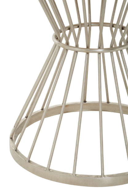 Ardela & Co Arzio Hourglass Dining Table with Black Marble and Silver Base