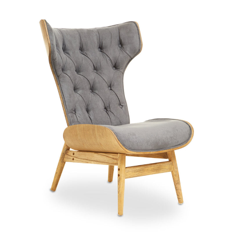 Ardela & Co Varen Dark Grey Velvet Chair with Winged Back