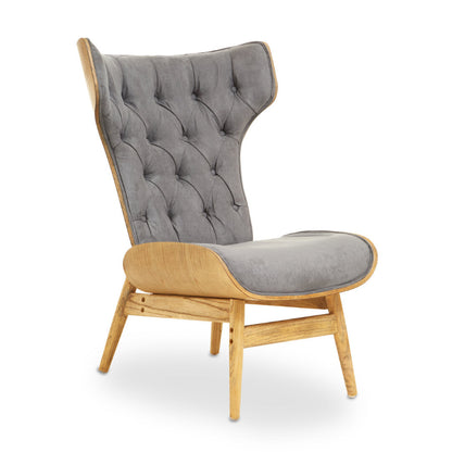 Ardela & Co Varen Dark Grey Velvet Chair with Winged Back