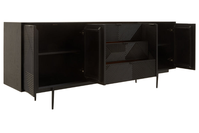 Ardela & Co Jenkins Black Wood Sideboard With Four Doors and Three Drawers