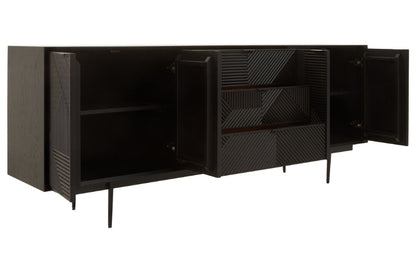 Ardela & Co Jenkins Black Wood Sideboard With Four Doors and Three Drawers