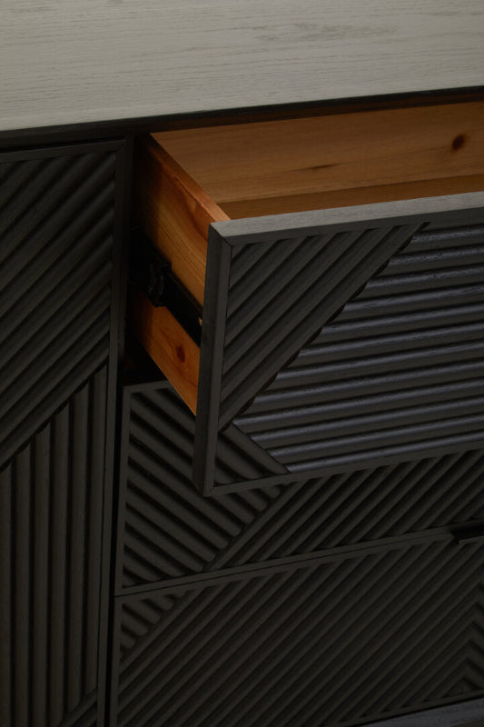 Ardela & Co Jenkins Black Wood Sideboard With Four Doors and Three Drawers