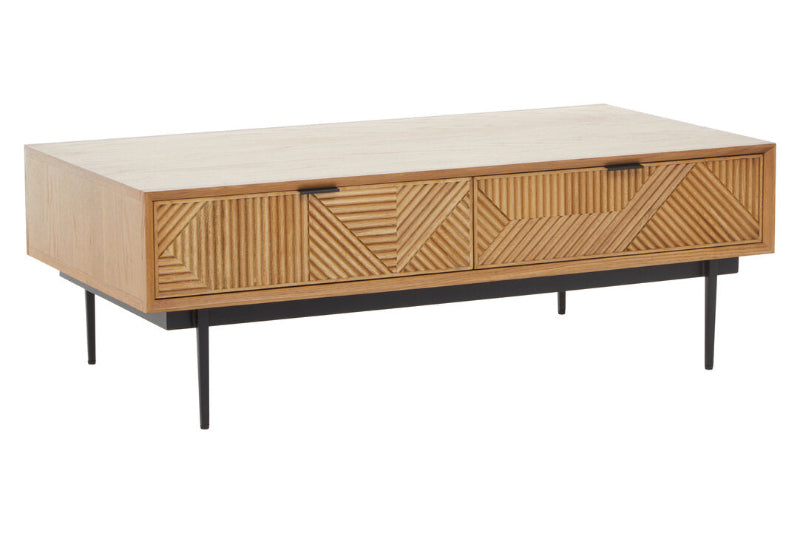 Ardela & Co Jenkins Natural Finish Wooden Coffee Table With Drawers