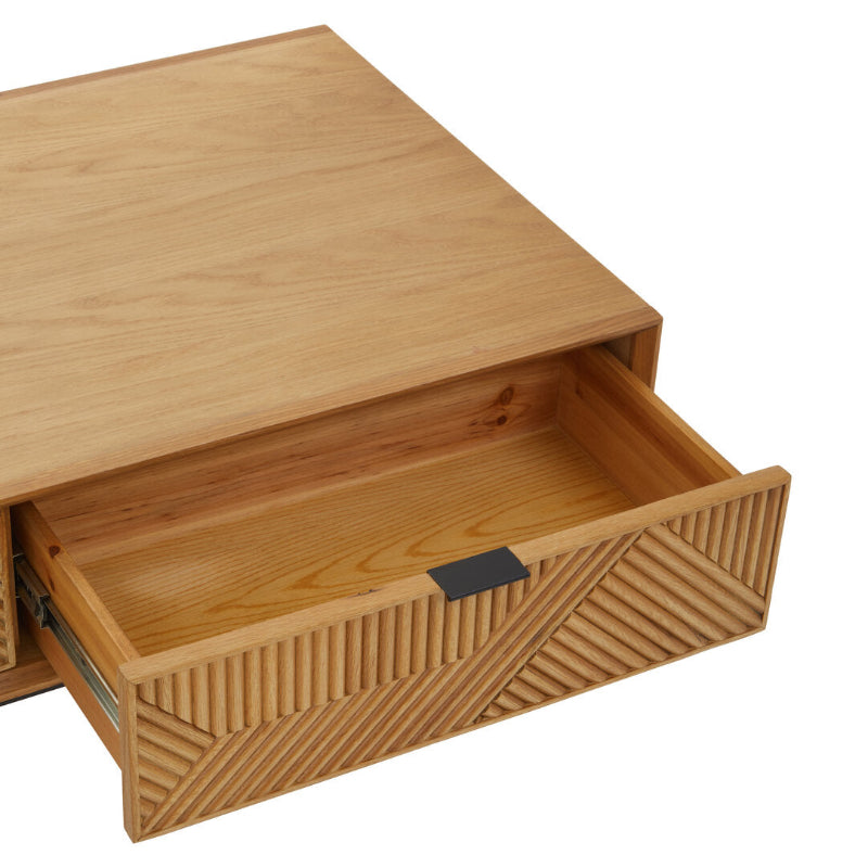 Ardela & Co Jenkins Natural Finish Wooden Coffee Table With Drawers