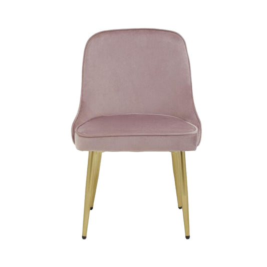 Pink chair with gold legs on a white background