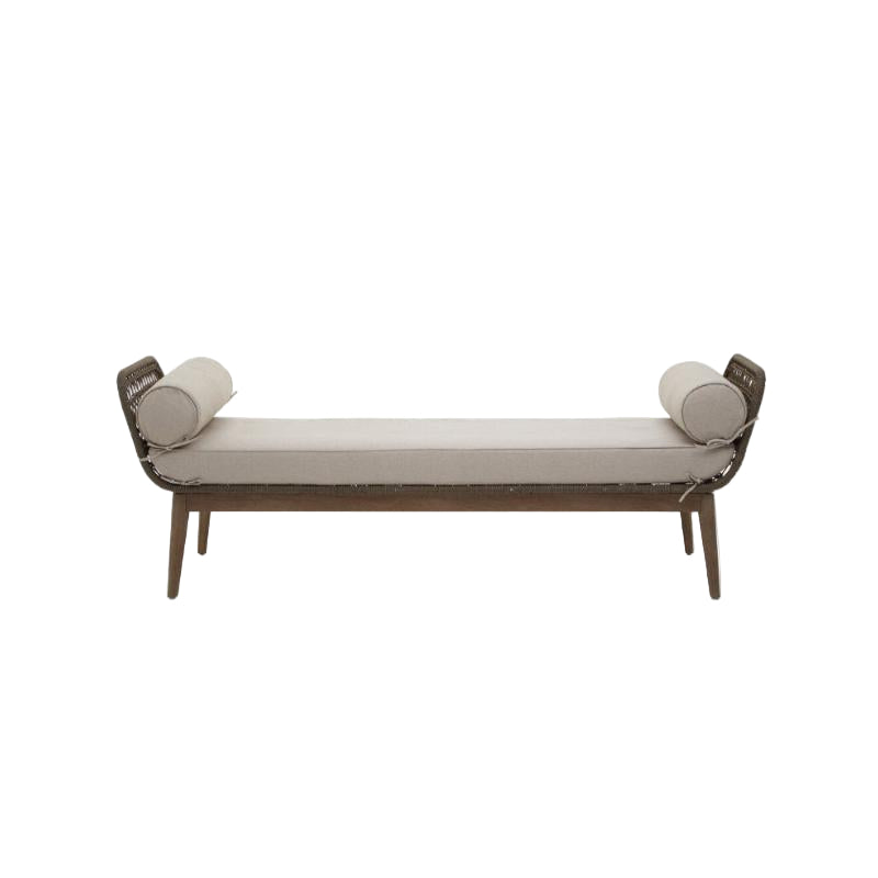Modern bench with cushioned backrests on a white background