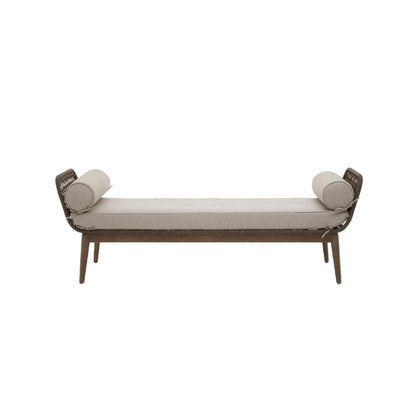 Modern bench with cushioned backrests on a white background