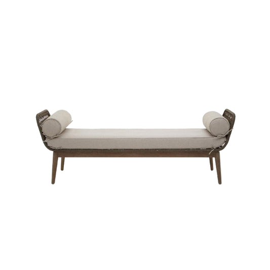 Modern bench with cushioned backrests on a white background