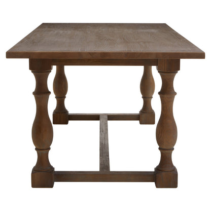 Wooden table with turned legs on a white background