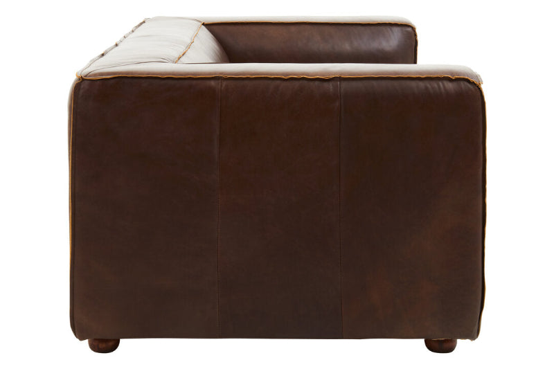 Brown leather sofa on a white background