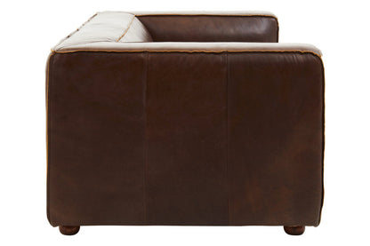 Brown leather sofa on a white background