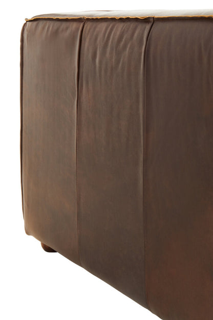 Brown leather sofa side on a white background