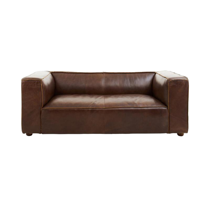 Brown leather sofa on a white background