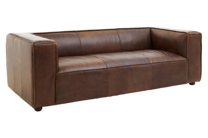 Brown leather sofa on a white background