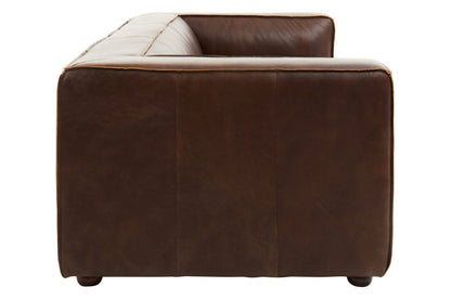 Brown leather sofa on a white background
