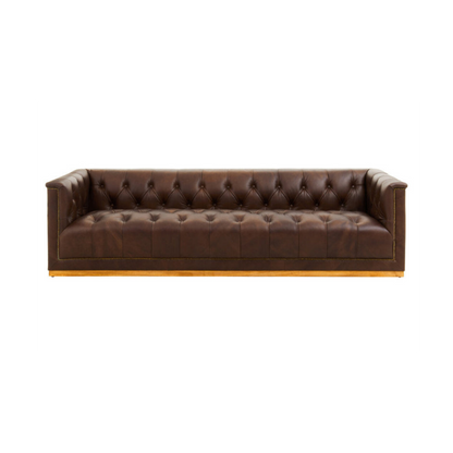 Brown leather sofa on a white background