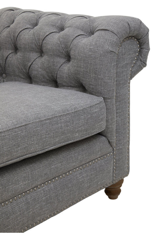 Ardela & Co Savannah Three Seat Grey Linen Sofa