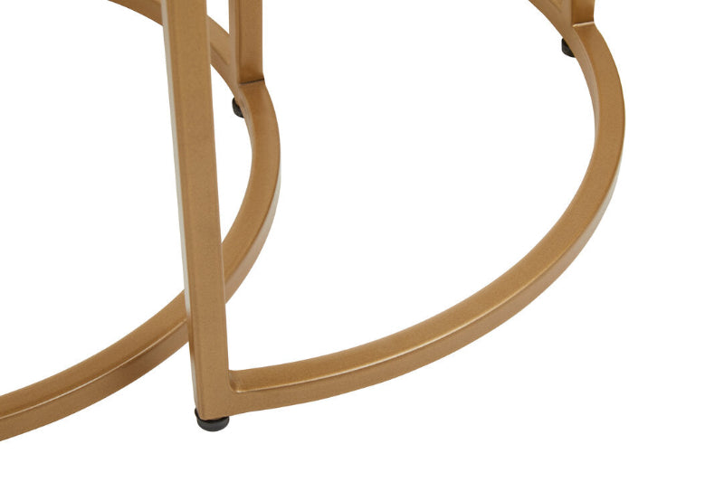 Close-up of a gold metal frame on a white background