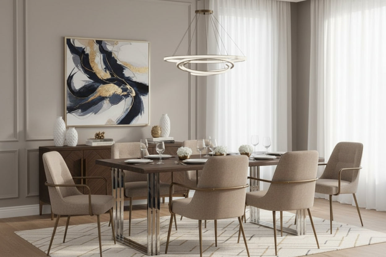 Ardela & Co Hemsley Natural And Silver Dining Table – Live Luxora