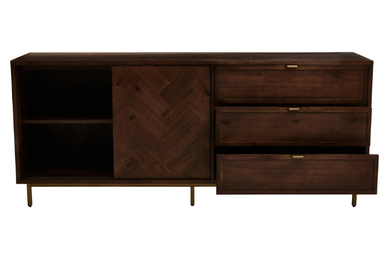 Ardela & Co Berkley Acacia Wood Effect Sideboard With Drawers And Sliding Doors