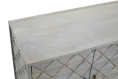 Marble-patterned surface with geometric design on a white background